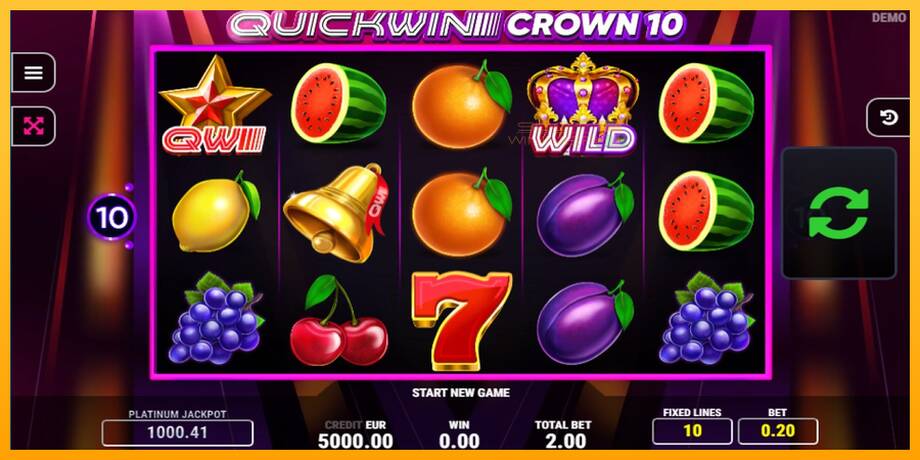 Quick Win Crown 10 lošimo automatas už pinigus, paveikslėlį 1