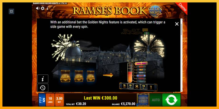 Ramses Book Golden Nights lošimo automatas už pinigus, paveikslėlį 5