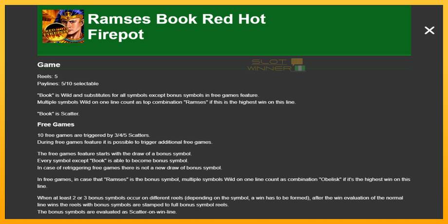 Ramses Book Red Hot Firepot lošimo automatas už pinigus, paveikslėlį 1