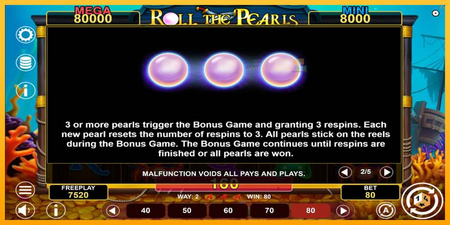 Roll The Pearls Hold & Win lošimo automatas už pinigus, paveikslėlį 6