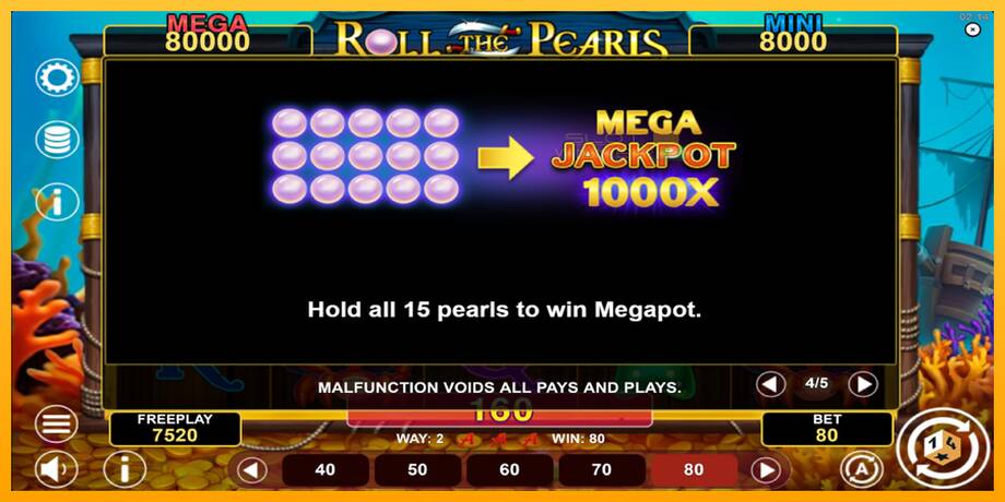 Roll The Pearls Hold & Win lošimo automatas už pinigus, paveikslėlį 7