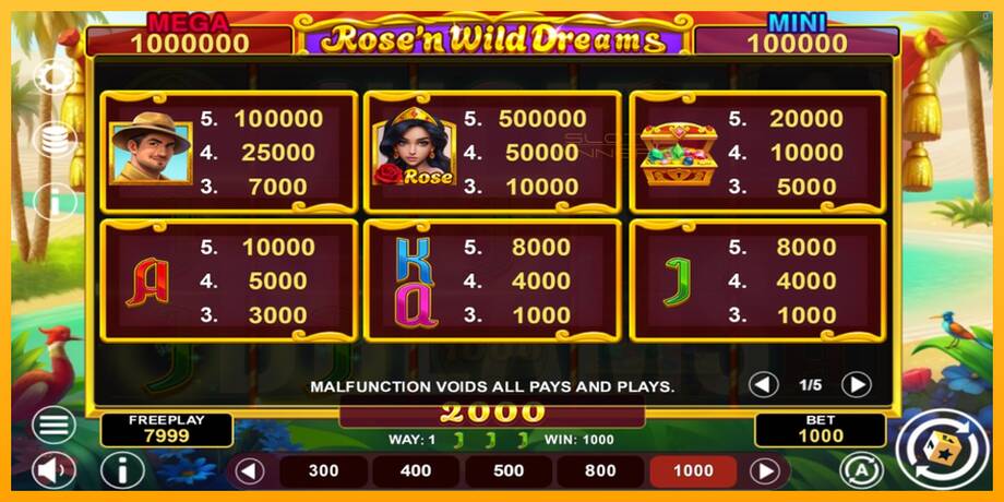 Rose’n Wild Dreams Hold & Win lošimo automatas už pinigus, paveikslėlį 4