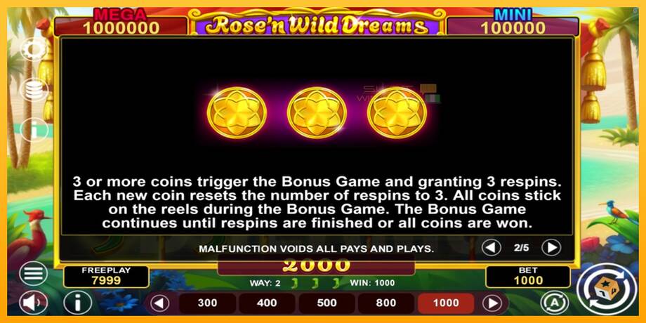 Rose’n Wild Dreams Hold & Win lošimo automatas už pinigus, paveikslėlį 5