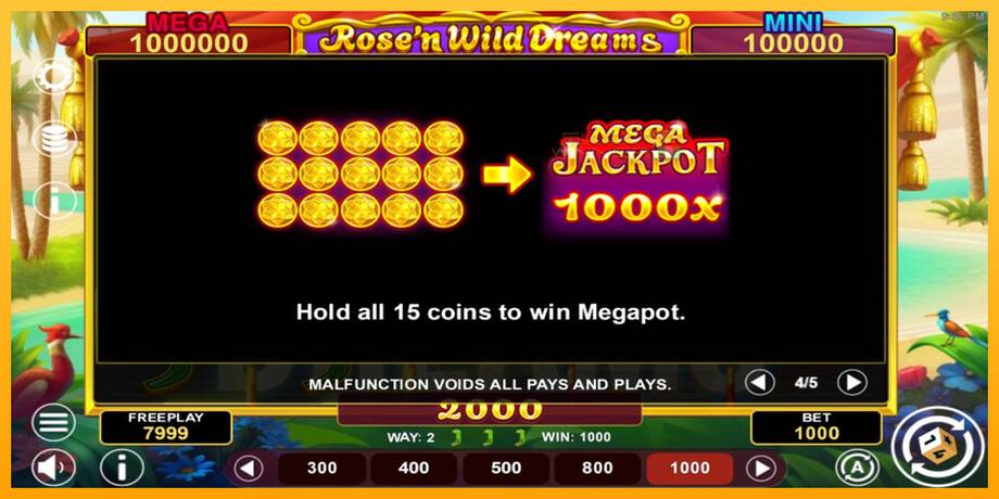 Rose’n Wild Dreams Hold & Win lošimo automatas už pinigus, paveikslėlį 7