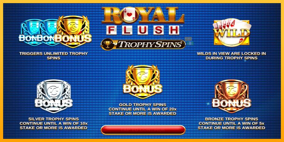 Royal Flush Trophy Spins lošimo automatas už pinigus, paveikslėlį 3