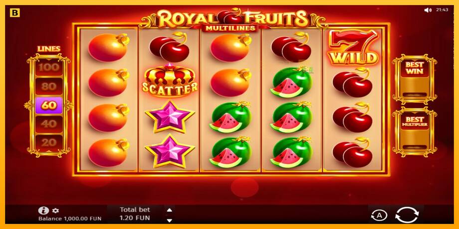 Royal Fruits Multilines lošimo automatas už pinigus, paveikslėlį 1