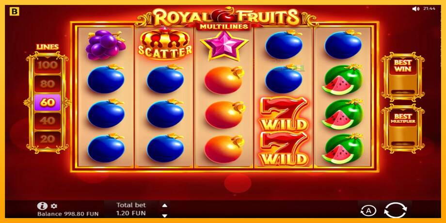 Royal Fruits Multilines lošimo automatas už pinigus, paveikslėlį 2