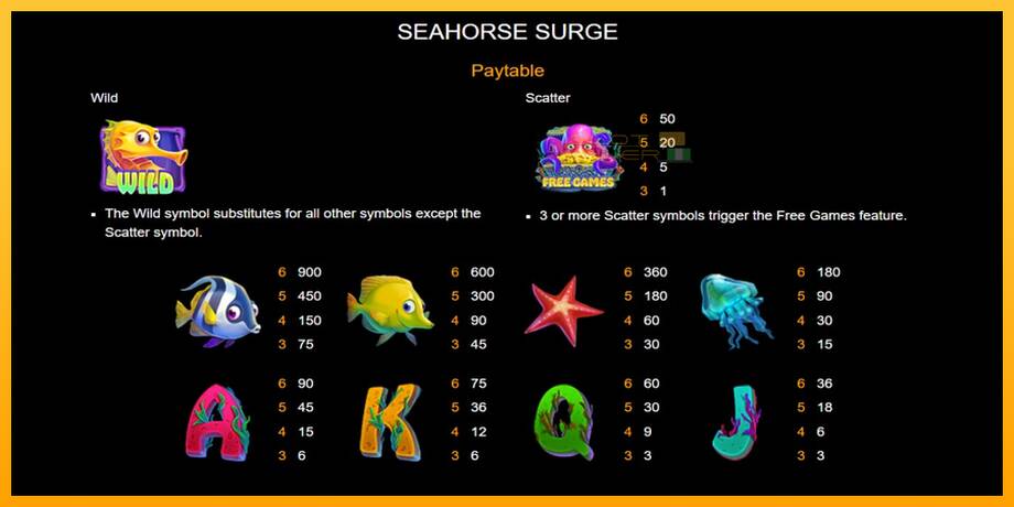 Seahorse Surge lošimo automatas už pinigus, paveikslėlį 4