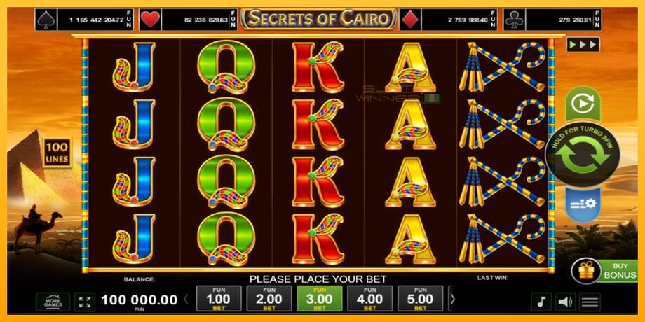 Secrets of Cairo lošimo automatas už pinigus, paveikslėlį 1