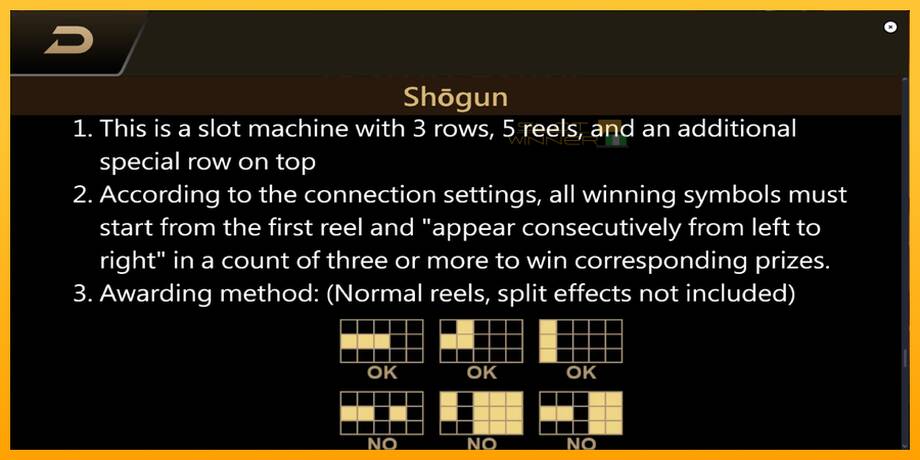 Shogun lošimo automatas už pinigus, paveikslėlį 7