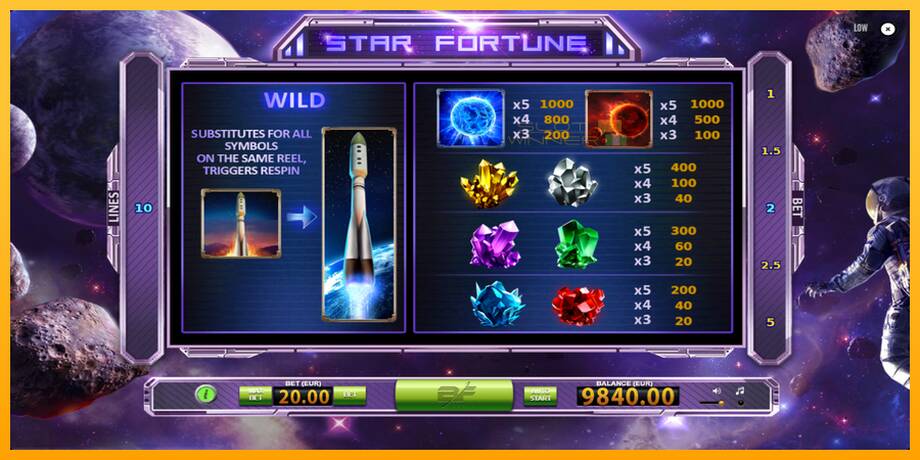 Star Fortune lošimo automatas už pinigus, paveikslėlį 6