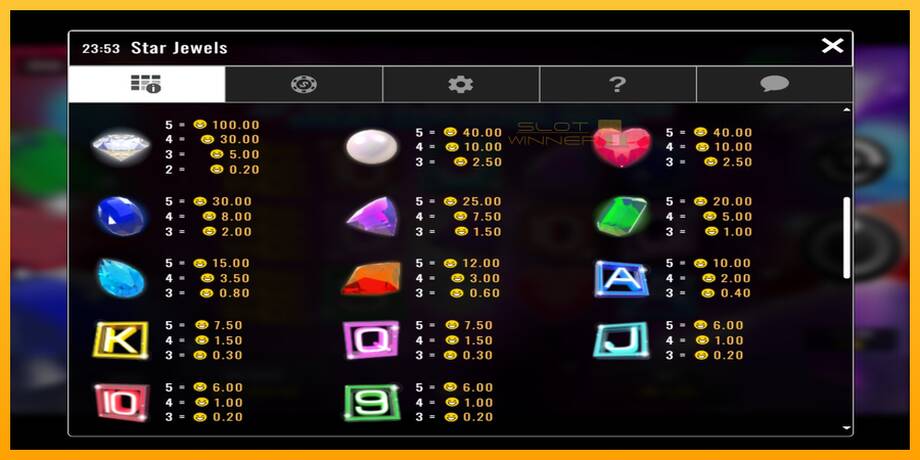 Star Jewels lošimo automatas už pinigus, paveikslėlį 4
