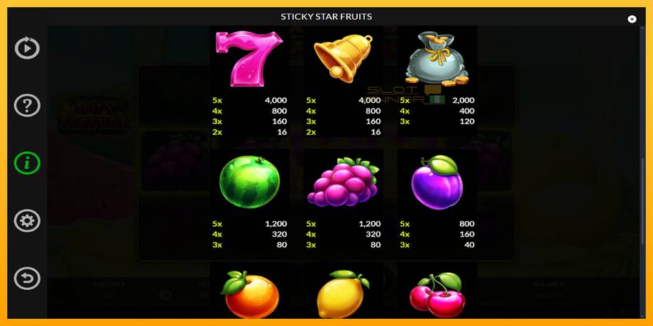 Sticky Star Fruits lošimo automatas už pinigus, paveikslėlį 6