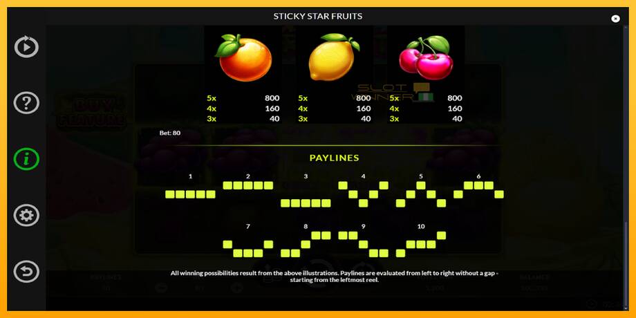 Sticky Star Fruits lošimo automatas už pinigus, paveikslėlį 7