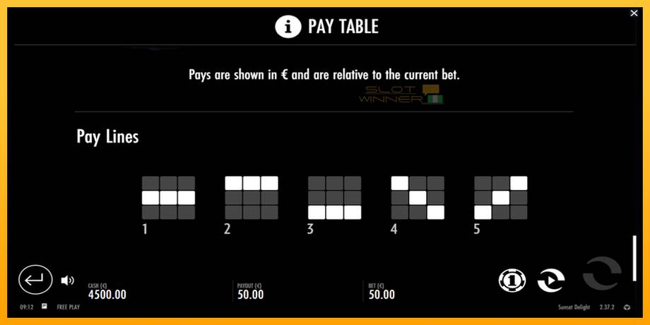 Sunset Delight lošimo automatas už pinigus, paveikslėlį 7