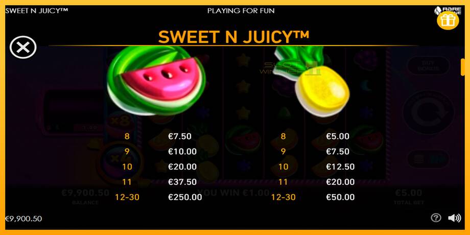 Sweet N Juicy lošimo automatas už pinigus, paveikslėlį 5