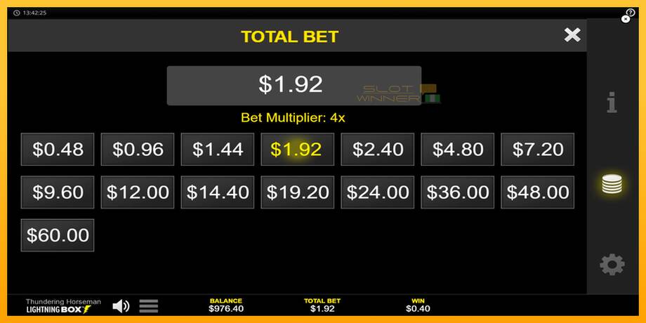 Thundering Horseman lošimo automatas už pinigus, paveikslėlį 7