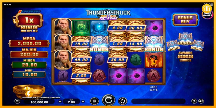 Thunderstruck Gold Blitz Extreme lošimo automatas už pinigus, paveikslėlį 1