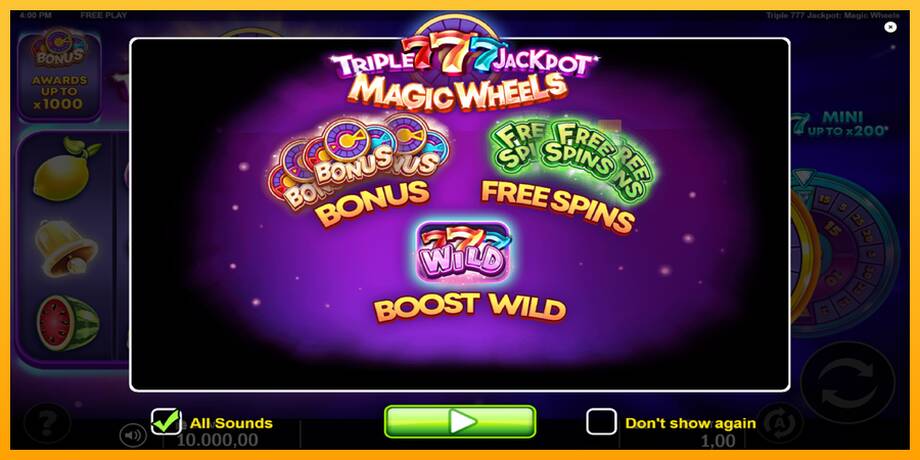 Triple 777 Jackpot Magic Wheels lošimo automatas už pinigus, paveikslėlį 1