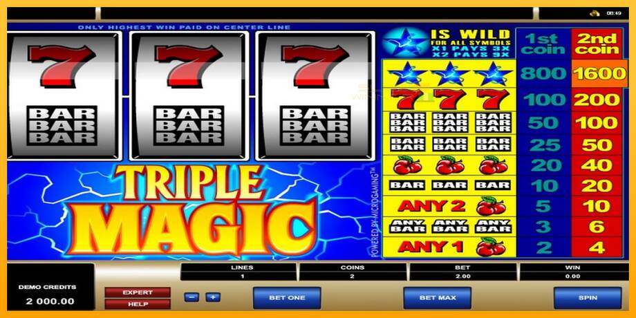 Triple Magic lošimo automatas už pinigus, paveikslėlį 1