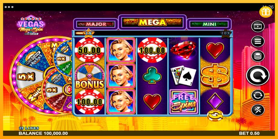 Triple Vegas Mega Spin lošimo automatas už pinigus, paveikslėlį 1