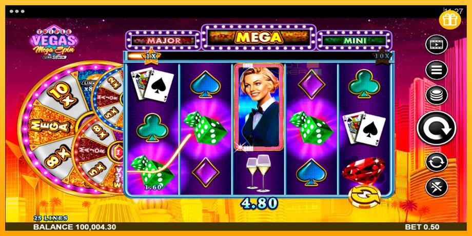 Triple Vegas Mega Spin lošimo automatas už pinigus, paveikslėlį 2