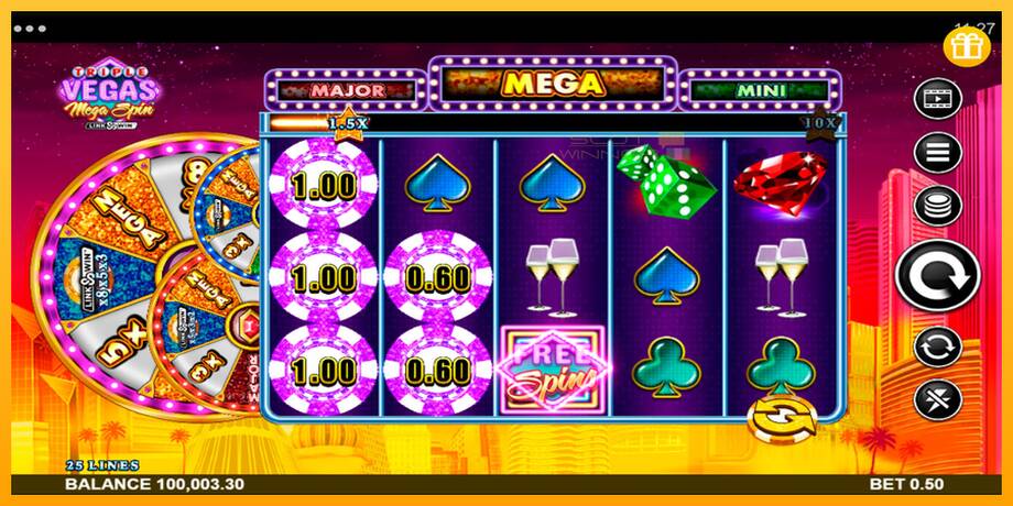 Triple Vegas Mega Spin lošimo automatas už pinigus, paveikslėlį 3