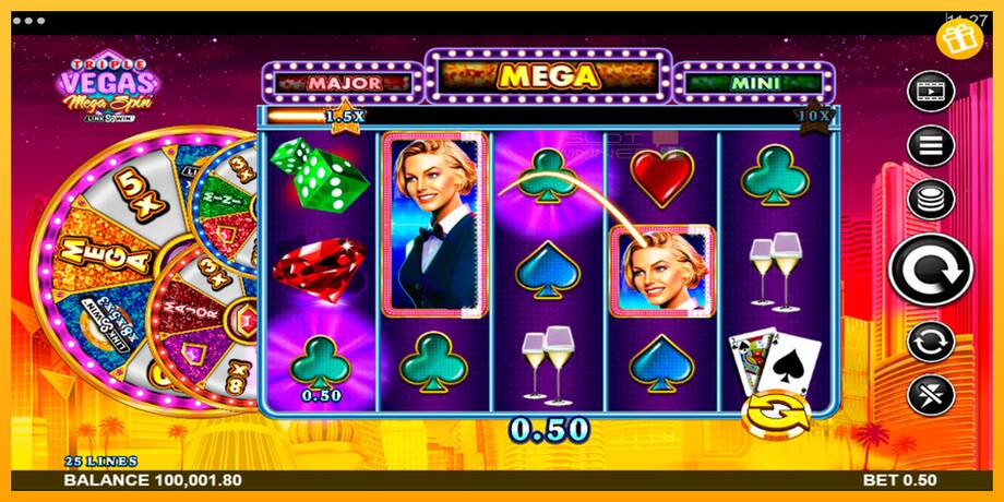 Triple Vegas Mega Spin lošimo automatas už pinigus, paveikslėlį 4