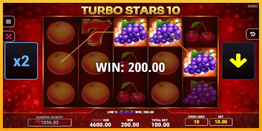 Turbo Stars 10 lošimo automatas už pinigus, paveikslėlį 3