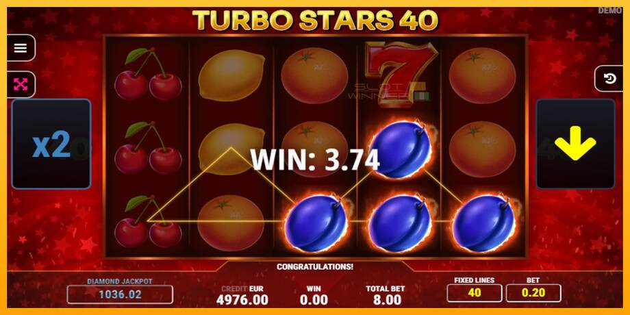 Turbo Stars 40 lošimo automatas už pinigus, paveikslėlį 3