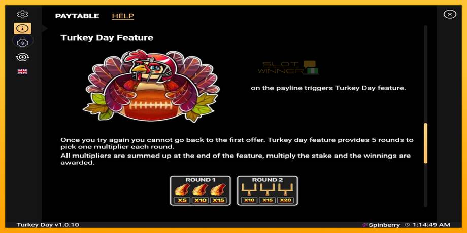 Turkey Day lošimo automatas už pinigus, paveikslėlį 5