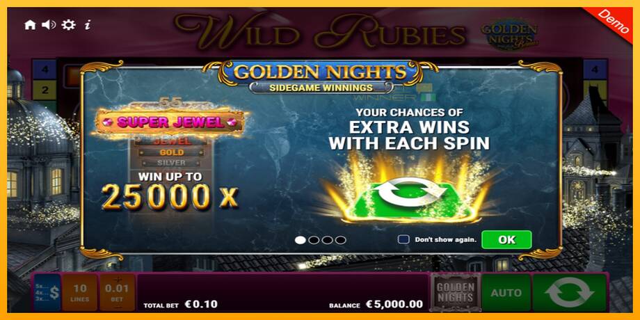 Wild Rubies Golden Nights lošimo automatas už pinigus, paveikslėlį 1