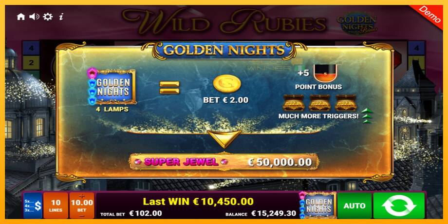 Wild Rubies Golden Nights lošimo automatas už pinigus, paveikslėlį 5