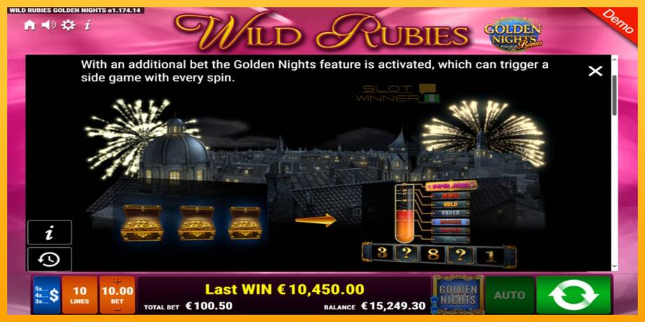 Wild Rubies Golden Nights lošimo automatas už pinigus, paveikslėlį 6