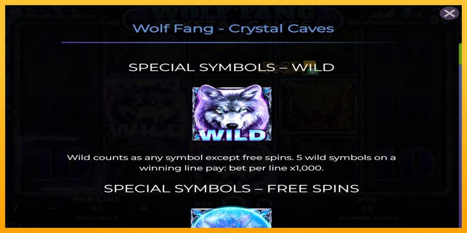 Wolf Fang - Crystal Caves lošimo automatas už pinigus, paveikslėlį 4