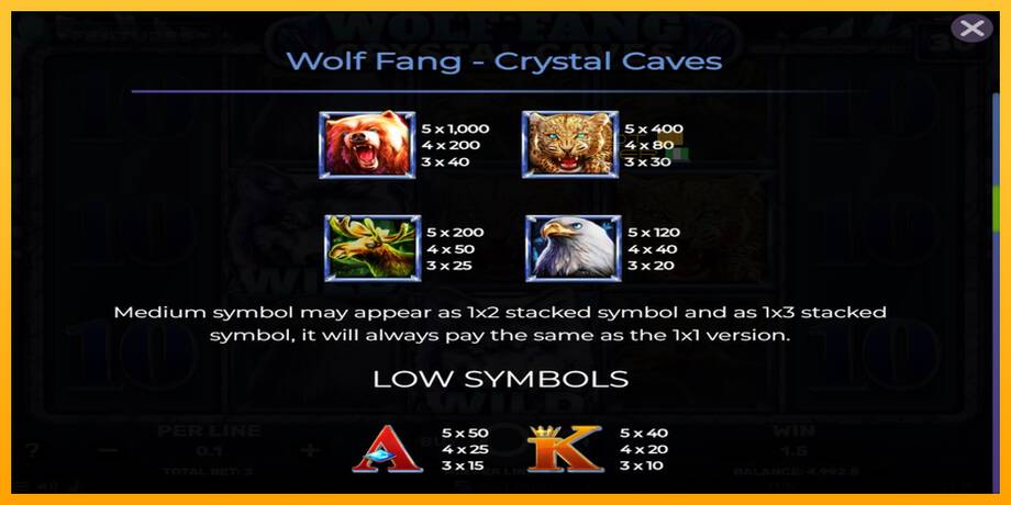 Wolf Fang - Crystal Caves lošimo automatas už pinigus, paveikslėlį 6