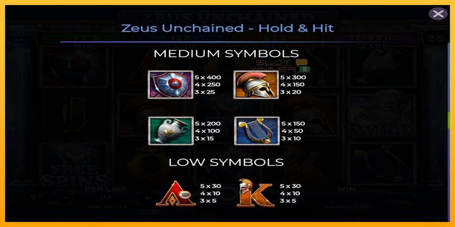 Zeus Unchained - Hold & Hit lošimo automatas už pinigus, paveikslėlį 6