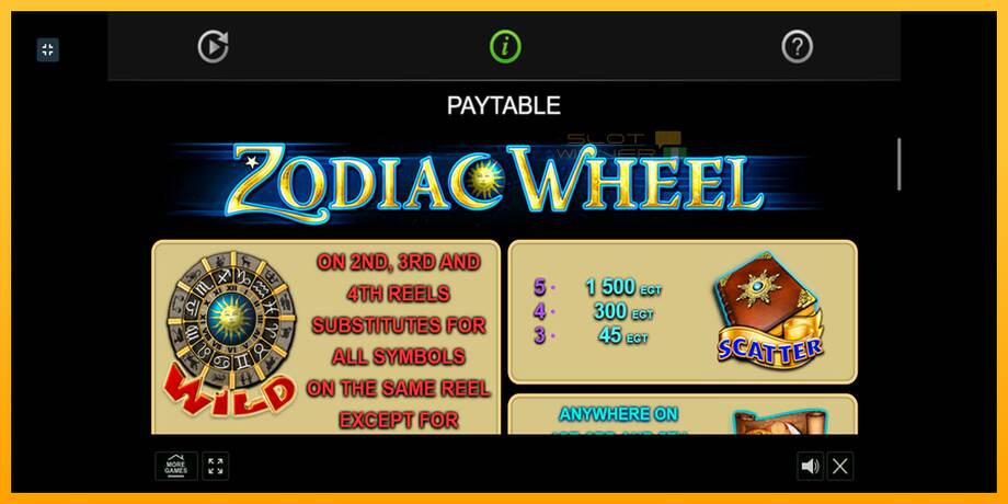 Zodiac Wheel lošimo automatas už pinigus, paveikslėlį 6